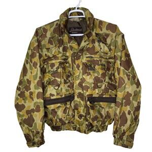 Vintage Lakestream Hodgman Men Large Jacket Camo Utility Hunting Fishing Outdoor